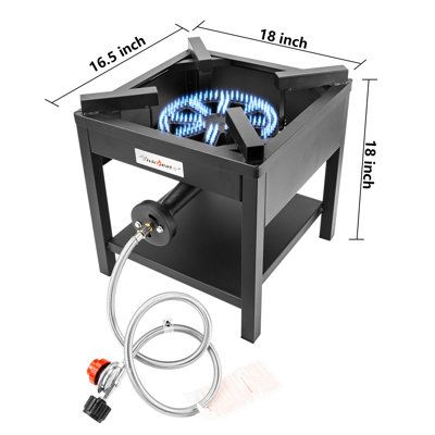 Bene Casa Bene Casa Square Burner Single Burner With Stand; 30,000 BTU Portable Outdoor Stove - Wayfair Canada Starting A Catering Business, Butane Stove, Outdoor Cooker, Stove Burner, Business Branding Inspiration, Custom Metal Fabrication, Single Burner, Outdoor Stove, Hot Water Dispensers