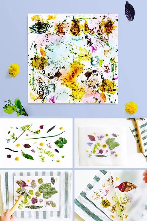 Easy Printmaking, Hammered Flowers, Collage Nature, Printmaking Projects, Nature Collage, Nature Projects, Theme Nature, Project For Kids, Easy Art Projects