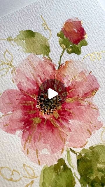 Zinnia Watercolor Paintings, Watercolor Blooms Technique, Pink Hydrangea Watercolor, Fuschia Watercolor Painting, Watercolor Fuschia Flowers, Loose Watercolor Paintings, Watercolor Beginner, King Art, Watercolor Lessons