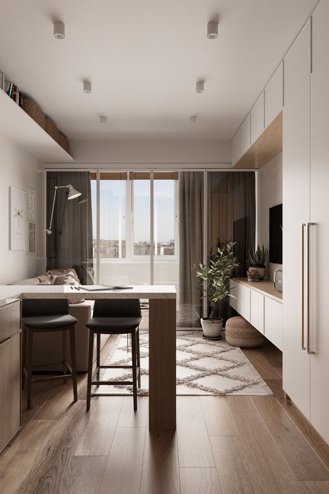 Small Flat Interior, Small Condo Living, Small Apartment Plans, Smart Apartment, Studio Apartment Living, Condo Interior Design, Small Condo, Small Apartment Interior, Small House Interior