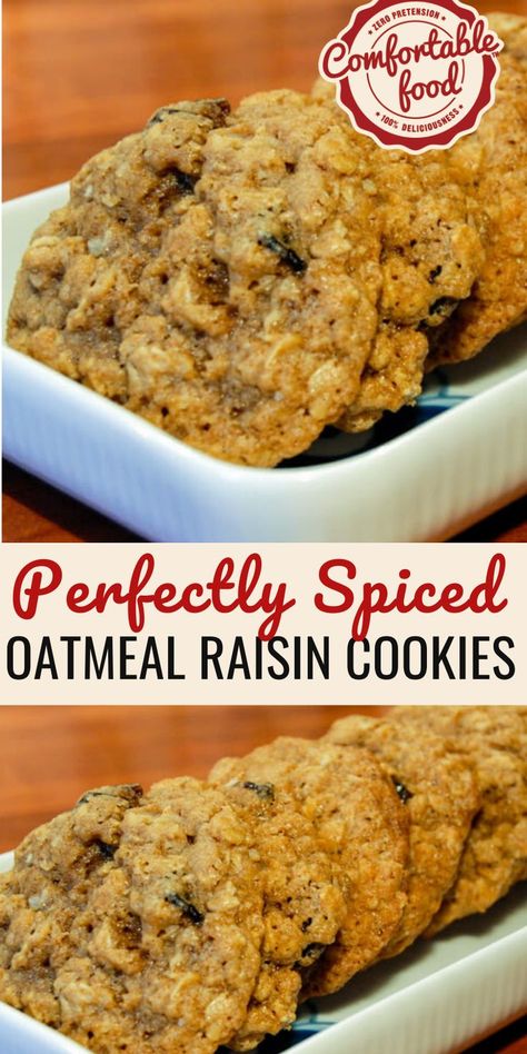 Raisin Spice Cookies, Spiced Oatmeal Raisin Cookies, Spicy Oatmeal Raisin Cookies, Moist Oatmeal Raisin Cookies, Cookies With Raisins, Oatmeal Raisin Bars, Oatmeal Raisin Cookie Recipe, Spiced Oatmeal, Best Oatmeal Raisin Cookies