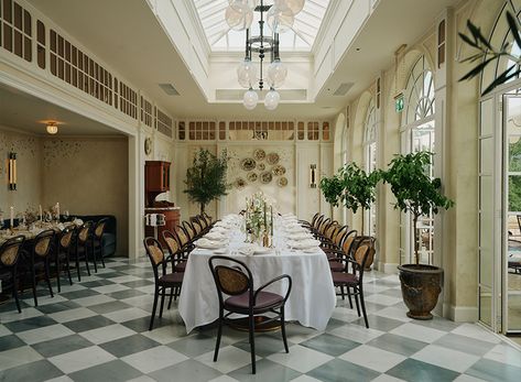 Venue Hire & Meeting Rooms in Oxfordshire - Estelle Manor Estelle Manor Oxfordshire, Estelle Manor, Velvet Banquette, Kitchen Set Up, Marble Island, Opulent Interiors, Hosting Guests, Manor Wedding, Private Dining Room