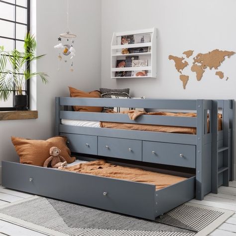 Bed With Underbed, Chic Cabin, Trundle Bed Frame, Kids Beds With Storage, Underbed Storage Drawers, Underbed Storage, Cabin Bed, Boys Bedding, Kids Bedrooms