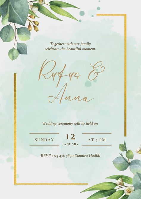 Templates Halal Bihalal, Wedding Venue Locations, Wedding Invitation Background, Minimalist Wedding Invitation, Black And Gold Marble, Invitation Background, Green Wedding Invitations, Minimalist Wedding Invitations, Create Invitations