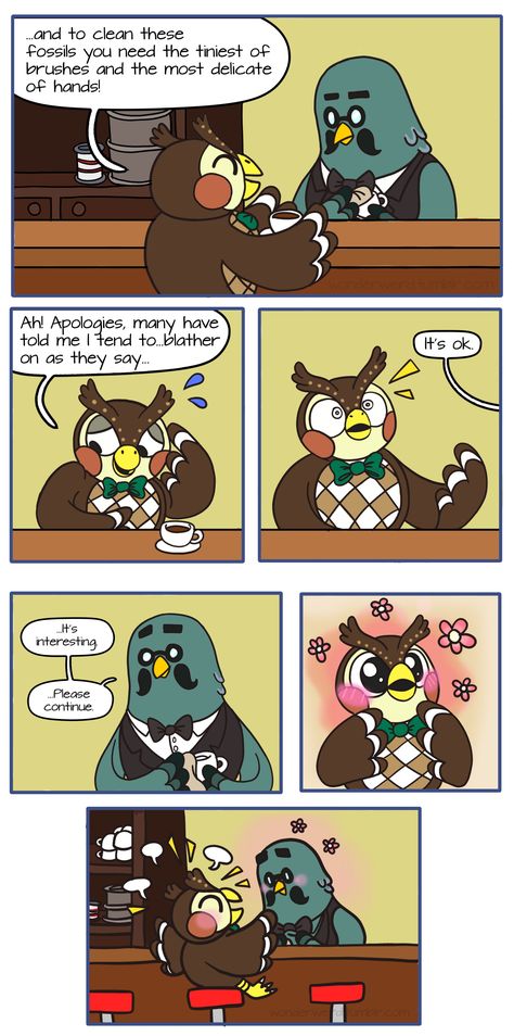 Animal Crossing Octavian, Wholesome Animal Crossing, Cute Animal Crossing Comics, Animal Crossing Tom Nook Fanart, Animal Crossing Comic, Blathers Animal Crossing Fan Art, Blathers Fanart, Animal Crossing Ships, Animal Crossing Comics