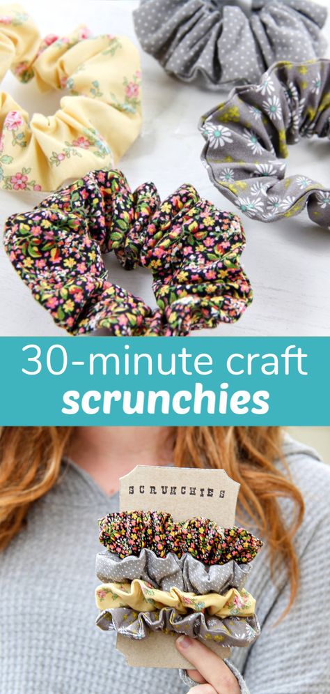 Hair Scrunchies Diy, Diy Scrunchie, Diy Gifts Cheap, How To Make Scrunchies, Diy Hair Scrunchies, Handmade Gifts For Friends, Scrunchies Diy, Stitching Ideas, Handmade Gifts Diy