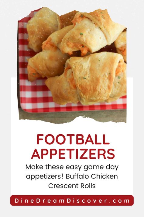 Looking for easy football appetizers for game day? These buffalo chicken crescent rolls are packed with flavor and ideal for football meals for a crowd. Spicy buffalo chicken wrapped in golden crescent dough makes these football appetizers easy finger food for any occasion. Whether you’re hosting a party or need snacks for a casual gathering, these rolls are a great choice for your game day menu. Try them for a winning dish everyone will love! Easy Football Appetizers, Football Meals, Buffalo Chicken Crescent, Football Appetizers Easy, Football Party Food Appetizers, Buffalo Chicken Fingers, Meals For A Crowd, Crescent Roll Appetizers, Fall Recipes Appetizers