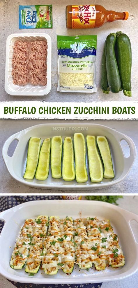 Buffalo Chicken Zucchini Boats, Buffalo Chicken Zucchini, Easy Buffalo Chicken, Plats Healthy, Healthy Low Carb, Chicken Zucchini, Boiled Egg Diet Plan, Zucchini Boats, Health Dinner