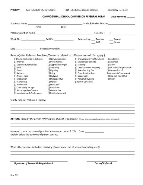 School Referral Form - How to create a School Referral Form? Download this School Referral Form template now! School Forms Templates, School Social Worker Referral Form, Special Education Referral Forms, Counseling Referral Form, School Social Work Referral Form, School Counselor Forms, Counseling Topics, Learning Specialist, In School Suspension