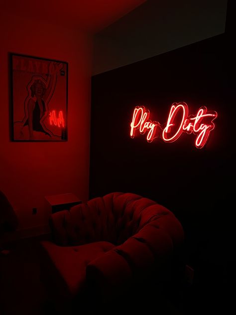 Red Room Aesthetic 50 Shades, Playboy Poster, Red Polaroid, Black And Red Living Room, Red Neon Sign, The Red Room, Red Neon, Room Vibes, Living Room Red