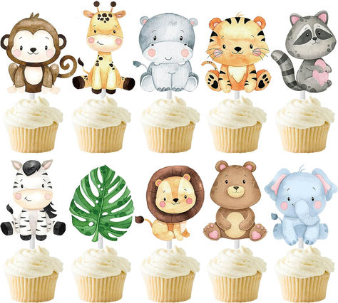 24pcs Jungle Animals Party Cupcake Toppers Decorations Jungle Safari Animal Theme Party Supplies for Zoo Wild Animal Birthday Party Baby Shower Supplies #ad #junglesafari #junglebabyshower #safaribabyshower #babyshower #babyshowerthemes #cupcaketoppers Wild Animal Cupcakes, Safari Cupcakes Jungle Theme, Wild Animal Birthday Party, Wild Animal Birthday, Animal Baby Shower Cake, Safari Cupcakes, Cupcake Theme, Jungle Animals Party, Jungle Safari Baby Shower