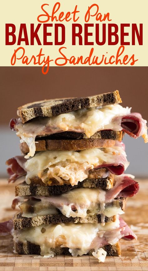 How to Make Baked Reuben Party Sandwiches - Easily bake enough sandwiches to feed a crowd using just a sheet pan. This ultimate hot baked Rueben Sandwich Recipe is perfect for parties and events! #ASpicyPerspective #stpaddysday #partysandwiches #bakedsandwiches #saintpatricksday #bakedreuben Rueben Sandwich Recipe, Reuben Recipe, Reuben Sandwich Recipe, Reuben Sandwiches, Flower Body Art, Baked Sandwiches, Summer Sandwiches, Tattoos Rose, Party Sandwiches