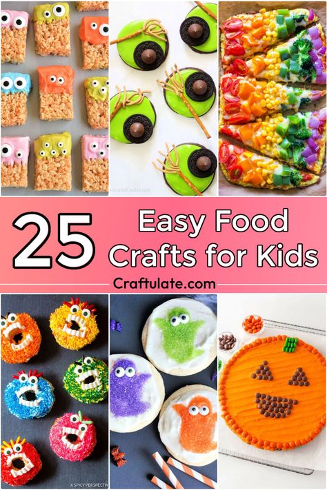 25 Food Crafts for Kids (Edible Crafts and Activities) Fall Baking Activities For Kids, Kindergarten Food Crafts, October Cooking Projects For Kids, Culinary Crafts For Kids, School Age Food Activities, Fun Edible Crafts For Kids, Fun Food Crafts, Edible Crafts For Kids Summer, Group Baking Activities