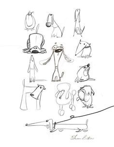 Animal sketches by S  Animal sketches by Susan Batori via Behance #cutedog Cartoon Dogs, Some Drawings, Arte Doodle, Dog Sketch, Animal Doodles, 강아지 그림, Animal Illustrations, Arthropods, Art Et Illustration