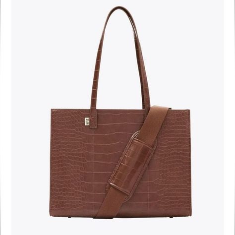 BEIS - The Work Tote in Maple Croc Delayed Gratification, Leather Work Tote, Wardrobe Revamp, Business And Pleasure, Maple Brown, Best Tote Bags, Laptop Tote Bag, Work Tote Bag, Large Gift Bags