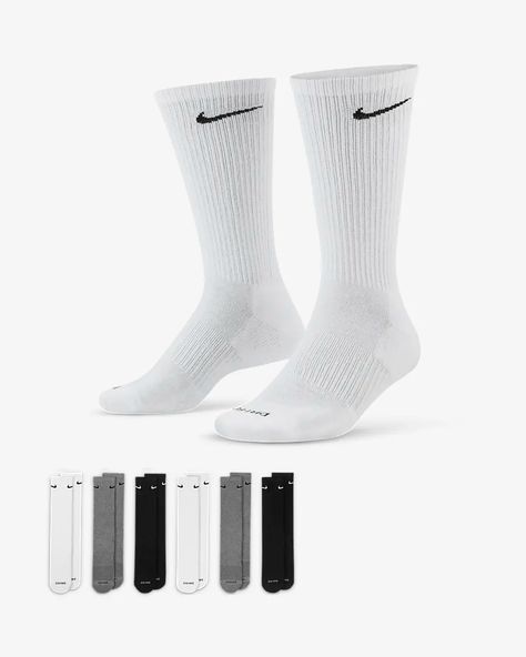 Nike Everyday Plus Cushioned Training Crew Socks (6 Pairs). Nike.com Nike Crew Socks, Inline Hockey, Nike Socks, Baskets Adidas, Nike Training, Top Drawer, White Trainers, Adidas Samba, Vans Old Skool