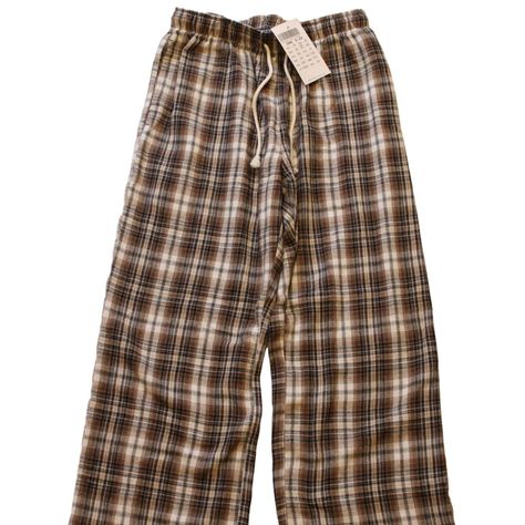 Discontinued Brandy Melville Catherine Pants: Brown And Cream Plaid; Nwt/ New With Tags Brown Plaid Pajama Pants, Brown Pajama Pants, Pajama Pants Plaid, Brandy Clothes, Plaid Pj Pants, Pj Pants Aesthetic, Brandy Melville Pants, Plaid Pajama Pants, Sleep Pants