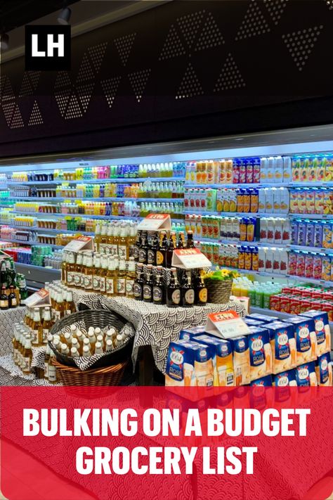 Bulking on a budget grocery list. How much do you have to spend a week for groceries when bulking? What foods are best to eat for building muscle? Muscle Building Grocery List, Bulking Shopping List, Bulking Grocery List, Bulking On A Budget, Gym Grocery List, Bulk Shopping List, On A Budget Grocery List, Body Builder Diet, Lean Bulk Diet