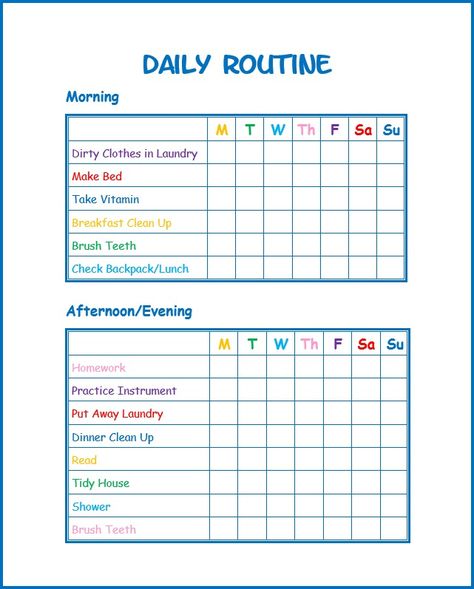 This daily routine printable for kids will help kids stay on task and develop good habits. Daily Routine Printable, Daily Routine Chart For Kids, Kids Routine Chart, Daily Routine Chart, Routine Printable, Adolescent Health, Kids Schedule, Routine Chart, Chore Chart Kids