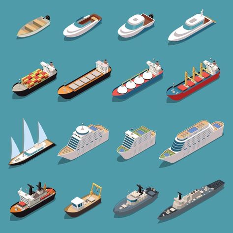 Isometric Island, Poly Ships, Bulk Carrier, Sail Yacht, Boat Vector, Tree Photoshop, Boat Illustration, Sea Boat, Oil Tanker