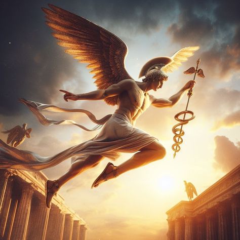 Hermes God Of Speed, Greek Gods Hermes, Hermes Messenger God, Hermes Greek God Art, Hermes Art Greek Mythology, Hermes God Mythology, Hermes God Art, Hermes Wings, Hermes Greek God