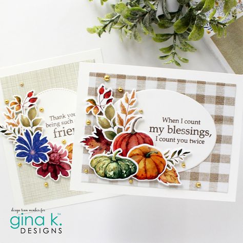 Gina K Designs, Gina K, Thanksgiving Cards, Fall Cards, Card Kit, Card Tags, Flower Cards, Paper Pack, Anniversary Cards