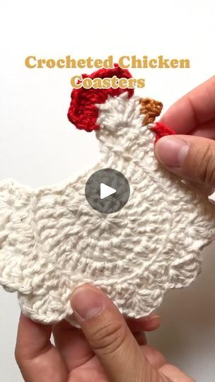 Crochet Chicken Applique, Chicken Coasters Crochet, Chicken Coaster, Chicken Coasters, Knitted Crafts, Crochet Critters, Chicken Aprons, Crochet Skull, Coaster Pattern