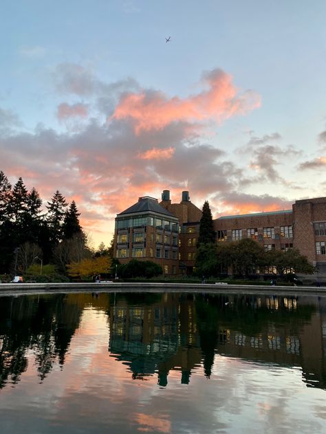 U Of Washington, Washington State University Aesthetic, University Of Washington Aesthetic, Uw Seattle, Collage Dorm, Campus Aesthetic, Uw Huskies, Western Washington University, Seattle University