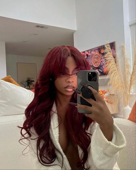 Black Women Red Hair, 21st Birthday Hairstyles, Ig Model, Pretty Hair Color, Burgundy Hair, Front Lace Wigs Human Hair, Baddie Hairstyles, Black Girls Hairstyles, Aesthetic Hair