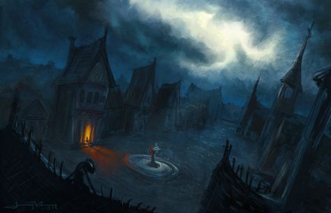 Ravenloft for 5th edition? Here’s a starter! | Nerd-O-Mancer of Dork Darkness Falls, Fantasy Places, Gothic Horror, D&d Dungeons And Dragons, The Fountain, High Fantasy, Warhammer Fantasy, Fantasy Rpg, Environment Design