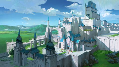 ArtStation - castle, pixel cat Pixel Cat, Bangunan Minecraft, Rpg Map, Castle Art, Location Inspiration, Castle In The Sky, Fantasy City, Fantasy Castle, Fantasy Setting