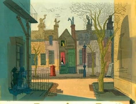 101 Dalmations Concept Art Disney, Bg Color, 101 Dalmations, Bg Design, Disney Background, City Background, Disney Concept Art, Art Comic, Background Art