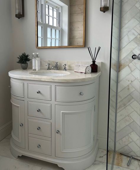 Neptune Bathroom Ideas, Curved Bathroom Vanity, Neptune Bathroom, Bathroom Main, Classic Bathroom Design, Heritage Bathroom, Downstairs Cloakroom, Budget Bathroom Remodel, Timeless Bathroom