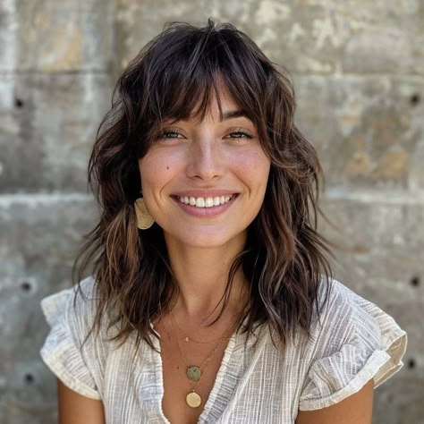 Shaggy Brunette Hair, Shag No Bangs, Shag Lob, Mousy Brown Hair, Micro Bangs, Hairstyle Examples, Haute Hair, Mom Hairstyles, Hair Appointment