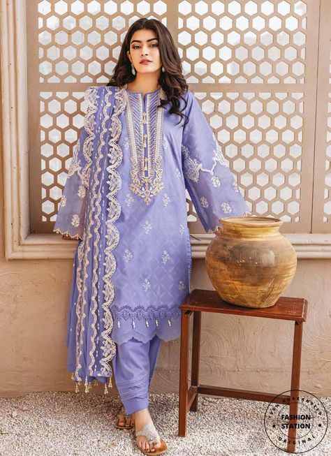 Gul Ahmed Summer Lawn Essentials 2022 | DN22034 100% Original Guaranteed Unstitched Dress Material  3 Piece Embroidered Lawn Dupatta. Embroidered Lacquer Printed Lawn Front & Sleeves with Lacquer Printed Lawn Back with Embroidered Neckline on Organza. Dyed Trouser. ⌚ Approximate Shipping Time  : All orders will be dispatched after the stock Arrival date in India on 10 MARCH 2022.  Pre-Paid ... Gul Ahmed Lawn Collection 2022, Indian Closet, Suit Pakistani, Pakistani Clothes Online, Lawn Suit, 10 March, Pakistani Lawn Suits, Unstitched Dress Material, Pakistani Fashion Party Wear