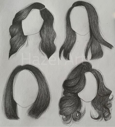 Sketch Of Hair, Hairstyles Illustration Sketches, Face And Hair Drawing, Hairstyles For Drawing, Hair Illustration Fashion, Hair Styles Sketch, Hair Sketching, Hairstyles Sketches, Hairstyle Sketch