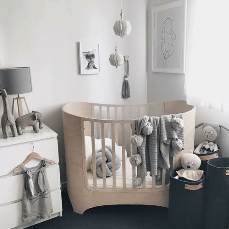 Louis' Playful Scandinavian Styled Toddler's Room Baby Boy Room Ideas, Hygge Nursery, Leander Cot, Next To Me Crib, Sibling Room, Wooden Cribs, Nursery Rooms, Minimalist Nursery, Boys Rooms