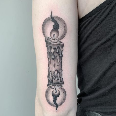 Burning The Candle At Both Ends, Double Ended Candle Tattoo, Candle Burning At Both Ends Tattoo, Candle Burning At Both Ends, Burning Candle Tattoo, Cottagecore Tattoos, Bday Tattoo, Cottagecore Tattoo, Pretty Body