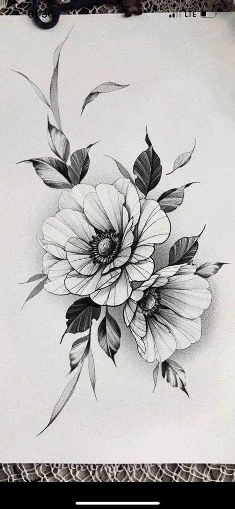 Wild Rose Tattoo, Peony Illustration, Pencil Drawings Of Flowers, Flower Tattoo Drawings, Blackwork Designs, Gothic Flowers, Wildflower Tattoo, Forearm Tattoo Design, Tattoo Flowers