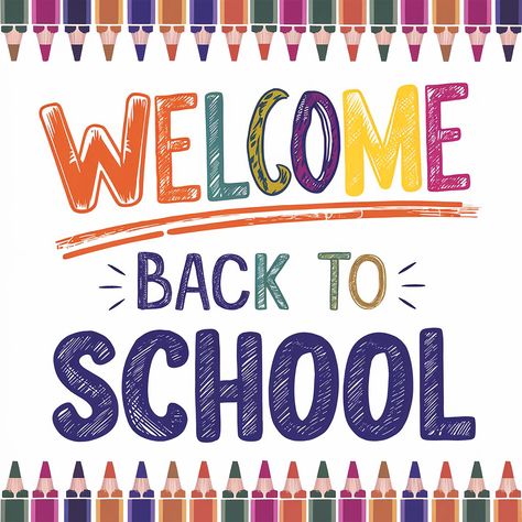 ✅ This image is a colorful and vibrant design featuring the text "Welcome back to school". The words are written in a playful, hand-drawn style using a variety of bright colors and patterns. Surrounding the text are several rows of colored pencils in different shades, adding to the school and artistic theme of the image. The overall design conveys a sense of excitement and anticipation for the start of a new school year. #artificialintelligence #programming #tecnology #leonardoai #graphicdes... Welcome Back Images, Preschool Name Tags, Welcome School, Back To School Images, Teachers Day Greetings, Motivational Quotes For Kids, Welcome To Class, Preschool Names, Welcome Images