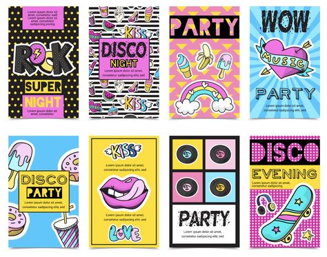 Trends You Didn’t See Coming: 90s Nostalgia Has Made a Retro Comeback - Design Cuts Art Deco Fonts, Icon Photos, Disco Night, Fashion Vector, 90s Cartoons, Web Icons, Graphic Design Trends, Graphic Editing, Disco Party