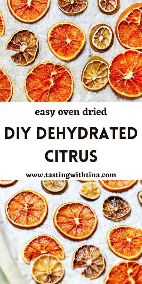 Have you ever wanted to learn how to dehydrate citrus at home?! This guide will teach you how to easily made dehydrated citrus slices right in your oven. These are great for charcuterie boards, cocktail garnishes, or holiday decorations. Dehydrate Citrus, Dehydrated Citrus, Cocktail Garnishes, Food Dehydration, Citrus Slices, Drink Garnishing, Fancy Kitchens, Dehydrated Fruit, Cocktail Garnish