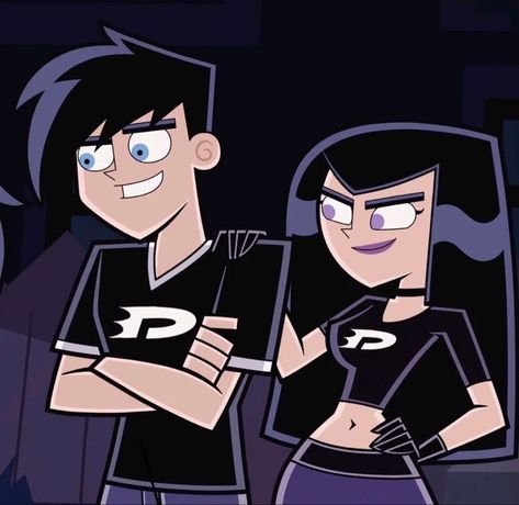 Danny Phantom Couple, Couple Cartoon Characters, Phantom Cartoon, Danny Phantom Sam, Characters Cartoon, Girl Cartoon Characters, Couple Pfp, Cute Couple Halloween Costumes, Cartoon Profile Pictures