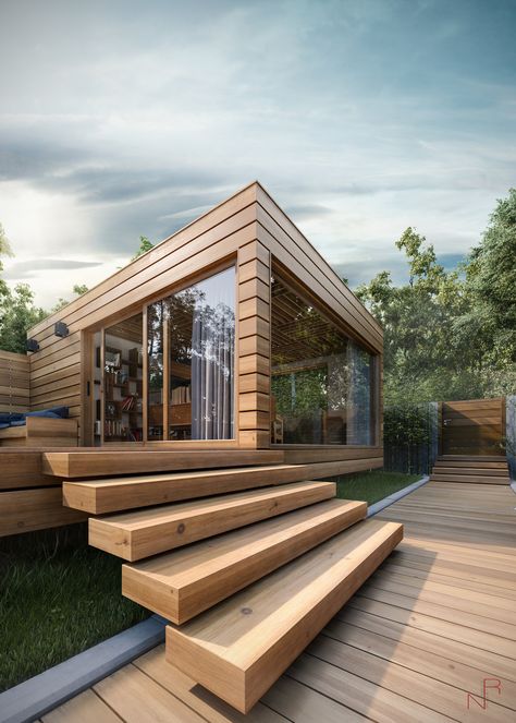 Garden Rooms Outdoor Spaces Uk, Container Home Designs, English Design, Container House Design, Design Exterior, Pergola Designs, Wooden House, House In The Woods, Container House