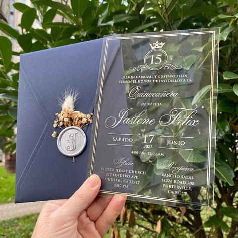 Navy Blue Envelope, Transparent Invitation, Sweet 15 Invitations, Prom Invites, Invitation Sweet 16, Silver Foil Print, Invitations Quinceanera, Quinceañera Invitation, Quince Invitations