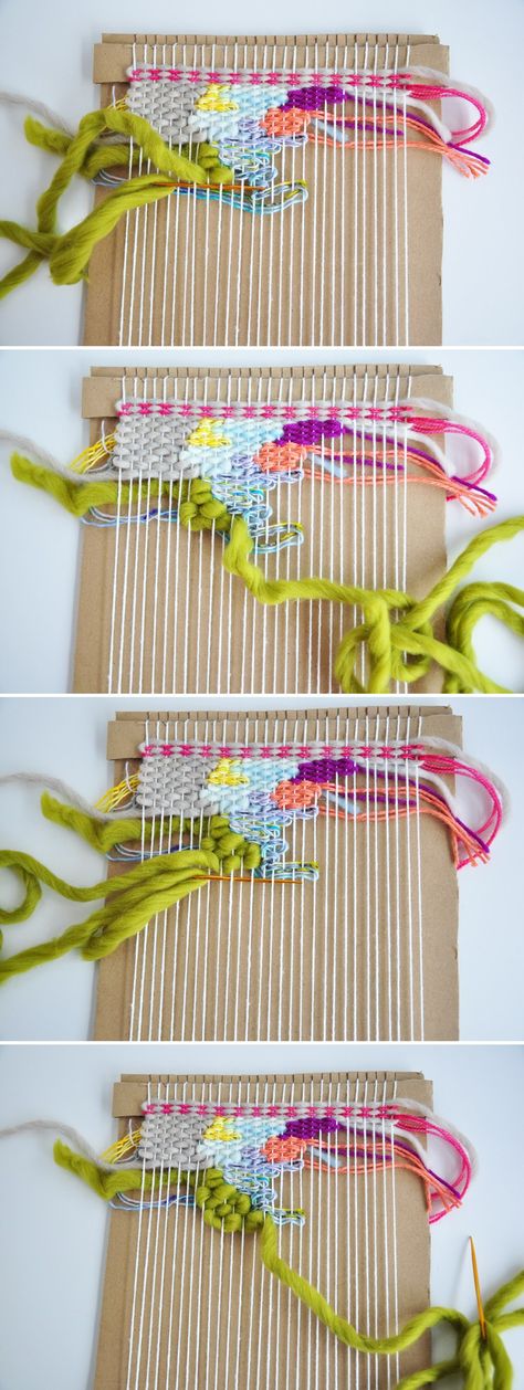 This fun weaving technique is great for beginners or if you need to work out of a creative block.  There's also a video! How To Doodle, Diy Tapestry, Weaving Fabric, Weaving Loom Projects, Weaving Tutorial, Diy Weaving, Weaving Textiles, Weaving Projects, Weaving Patterns