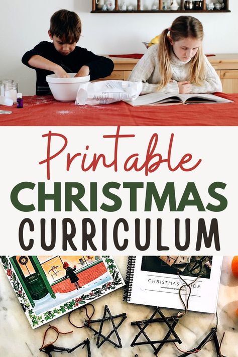 Christmas themed homeschool curriculum for this holiday season! This downloadable and printable Christmas bundle is full of lessons and units about Christmas. Full of crafts and activities your family will enjoy gathering around to spend time together. Preschoolers and elementary kids will enjoy these fun studies! Christmas Homeschool Crafts, Nativity Unit Study Homeschool, Christmas Unit Study Homeschool Free, Christmas Curriculum Preschool, Homeschool Christmas Curriculum, Christmas School Homeschool, Homeschool Christmas Unit, Christmas Homeschool Ideas, Homeschool Cupboard