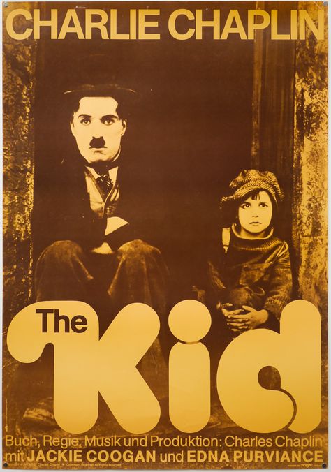 The Kid (1921) The Kid 1921, Edna Purviance, German Poster, Charles Spencer Chaplin, Charles Spencer, Charlie Chaplin, The Kid, Film Posters, Illustrations And Posters