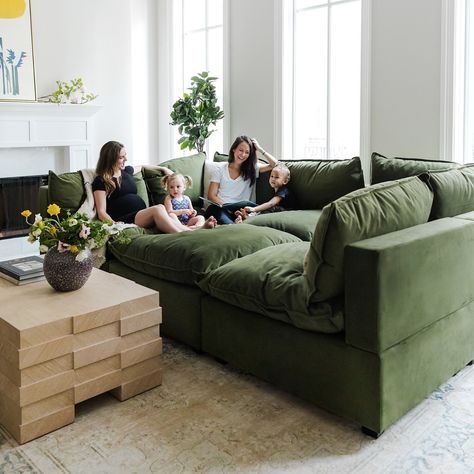 JR House • Instagram Pit Couch, Pit Sofa, Most Comfortable Couch, Comfy Sectional, Pit Sectional, Albany Park, Deep Couch, Deep Sofa, Green Couch