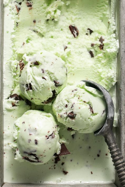 Chocolate Chip Mint Ice Cream, Chocolate Chip Mint, Mint Chocolate Ice Cream, Green Ice Cream, Mint Chip Ice Cream, Peppermint Extract, Homemade Chocolate Chips, Mint Chocolate Chip Ice Cream, Mint Ice Cream